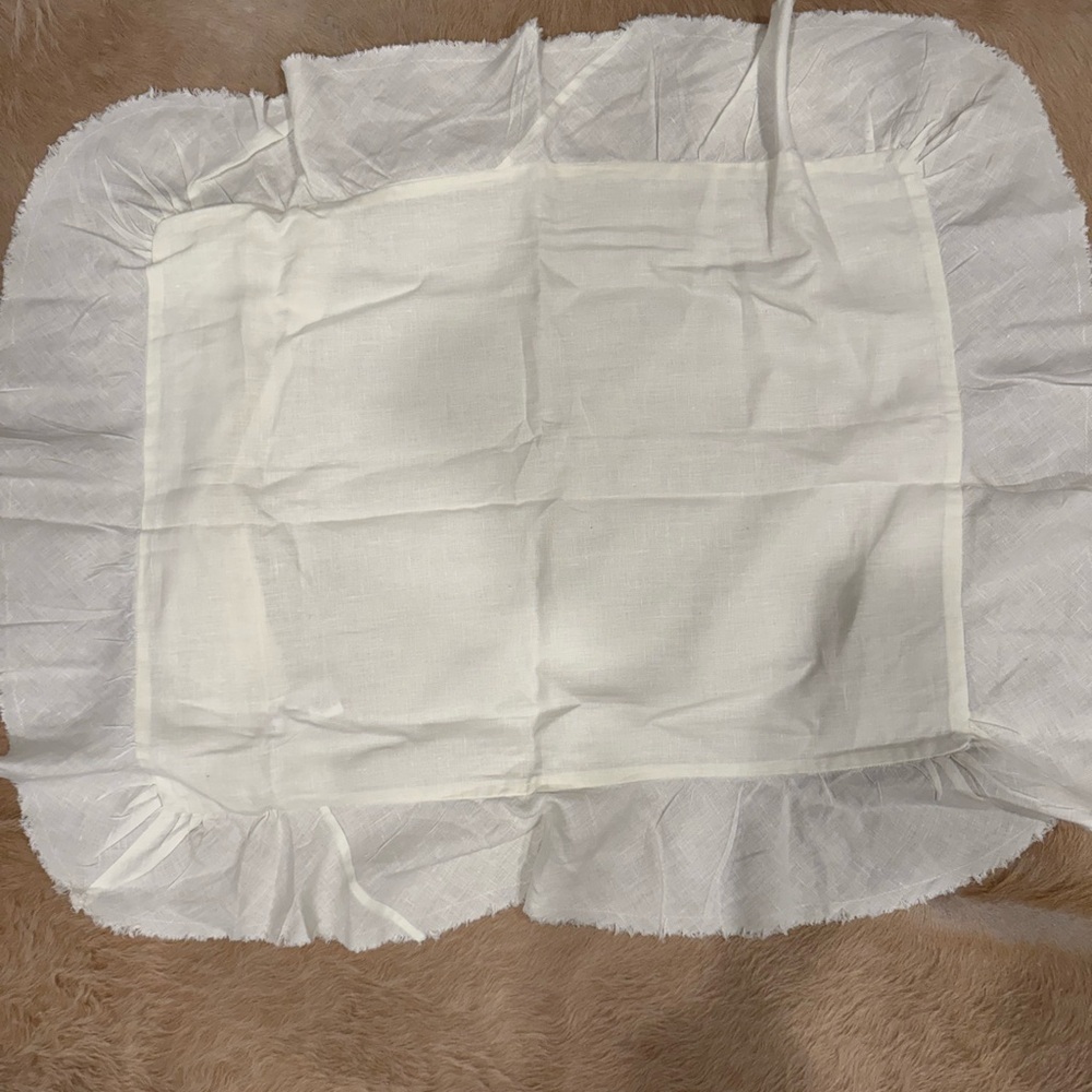 Pottery Barn Linen Raw edge fringe ruffle shams-set of 2
